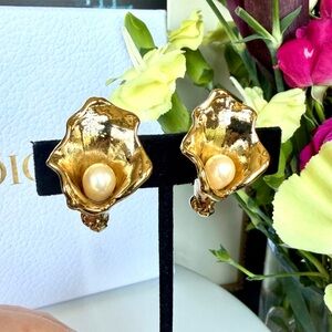 YSL Vintage Oyster Pearl Earrings